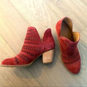 Frye red suede booties 7.5